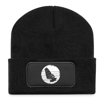 Dessin de planche à voile - Beanie recyclé à patch - noir - Devant