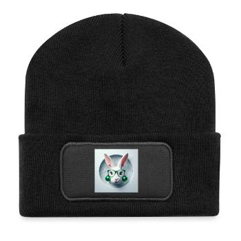 Easter bunny with green Christmas decoration - Recycled Patch Beanie - black - Front