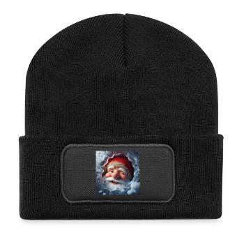 Diablotin regardant à travers la glace en riant - Beanie recyclé à patch - noir - Devant