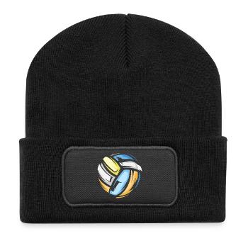 volley-ball icône 3D couleurs colorées beach-volley - Beanie recyclé à patch - noir - Devant