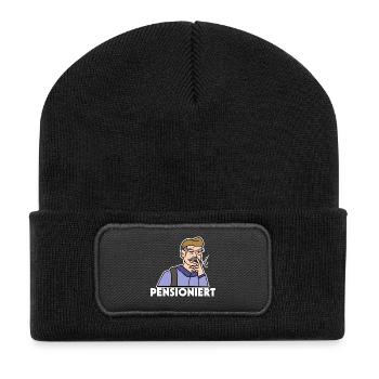 Pension Spruch Ruhestand Pensionierung Senior - Recycelte Patch Beanie - Schwarz - Vorne