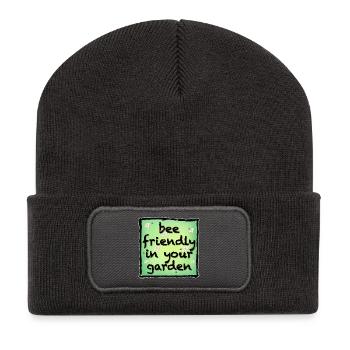 Bee friendly in your garden - Recycled Patch Beanie - dark grey - Front