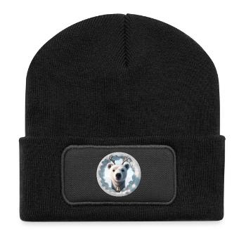 Reindeer head looking through ice - Recycled Patch Beanie - black - Front