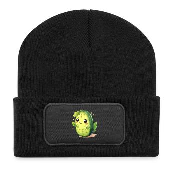 Kawaii Cactus Cucumber Male – Cute Design - Recycled Patch Beanie - black - Front
