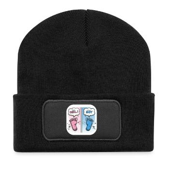Pieds Sexe Bébé Garçon ou Fille - Beanie recyclé à patch - noir - Devant