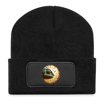 Chameleon with Bees Animation - Recycled Patch Beanie - black - Front