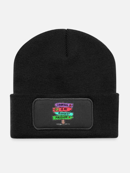Camping Statement Wohnmobil Herz Camper Relaxen - Recycelte Patch Beanie - Schwarz