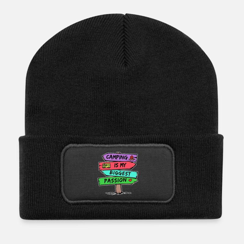Camping Statement Wohnmobil Herz Camper Relaxen - Recycelte Patch Beanie - Schwarz