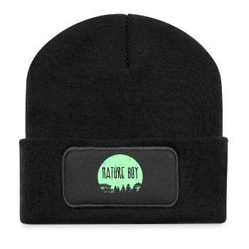 Campingplatz Natur Statement Wanderer Camping - Recycelte Patch Beanie - Schwarz - Vorne