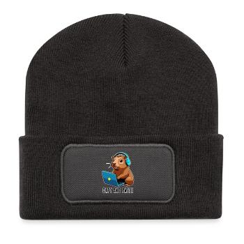 Capybara with Joke Capy and Paste - Recycled Patch Beanie - dark grey - Front