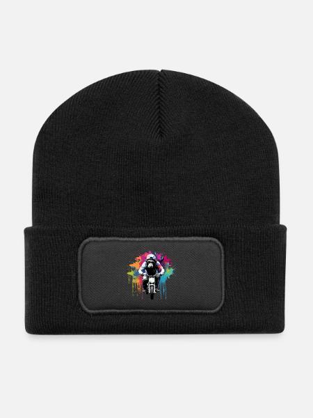 Lustig Affe Affen Motorrad Sonnenbrille Schimpanse - Recycelte Patch Beanie - Schwarz