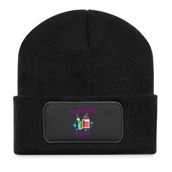 Karriere Workaholic Wissenschafter Statement Job - Recycelte Patch Beanie - Schwarz - Vorne