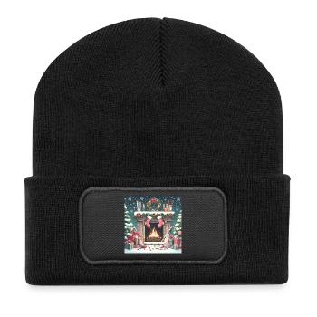 Weihnachts Design 4 - Recycelte Patch Beanie - Schwarz - Vorne