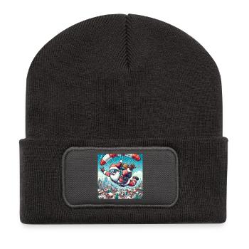Weihnachts Design 11 - Recycelte Patch Beanie - Dunkelgrau - Vorne