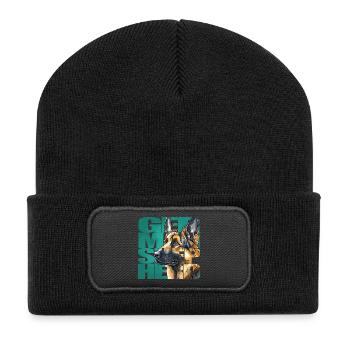 German Shepherd Portrait - Recycled Patch Beanie - black - Front