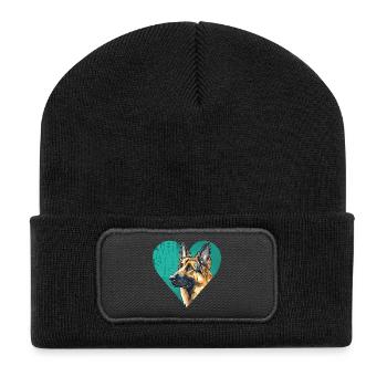 German Shepherd Portrait - Recycled Patch Beanie - black - Front