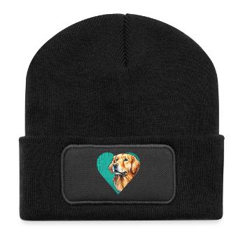Golden Retriever Portrait - Recycelte Patch Beanie - Schwarz - Vorne