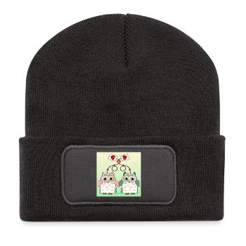 Thé de hibou - Beanie recyclé à patch - charbon - Devant