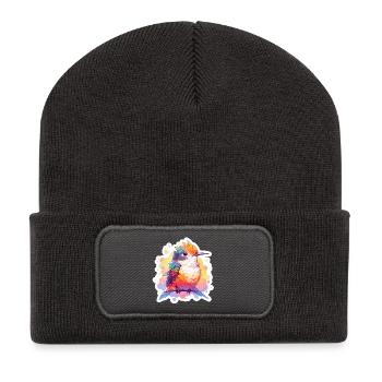 Süßer Bunter Vogel Natur Detailreich Shirt - Recycelte Patch Beanie - Dunkelgrau - Vorne