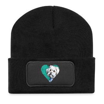 Portrait de bichon maltais - Beanie recyclé à patch - noir - Devant