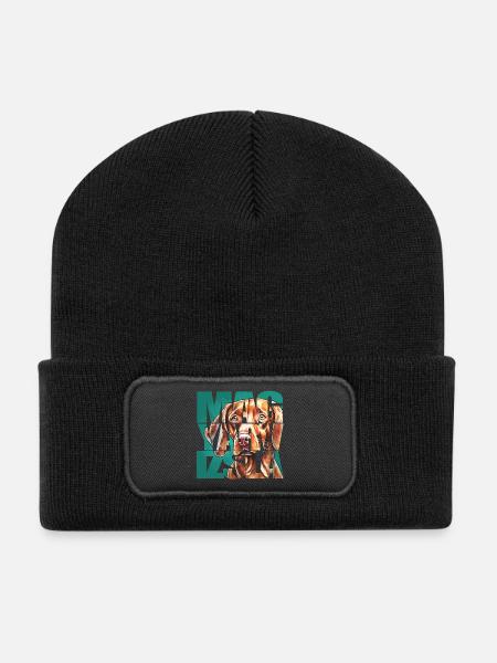 Magyar Vizsla Portrait - Recycelte Patch Beanie - Schwarz