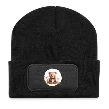 Aquarelle d’ours - Beanie recyclé à patch - noir - Devant