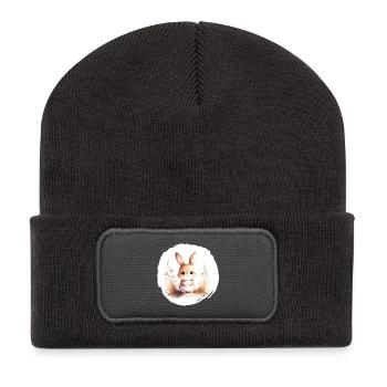 Bunny Watercolor - Recycled Patch Beanie - dark grey - Front