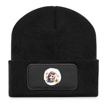 Hedgehog Watercolor - Recycled Patch Beanie - black - Front