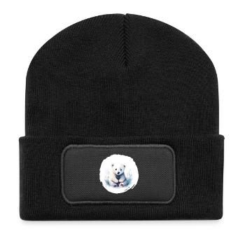 Aquarelle d’ours polaire - Beanie recyclé à patch - noir - Devant