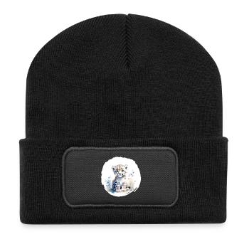 Aquarelle de léopard des neiges - Beanie recyclé à patch - noir - Devant
