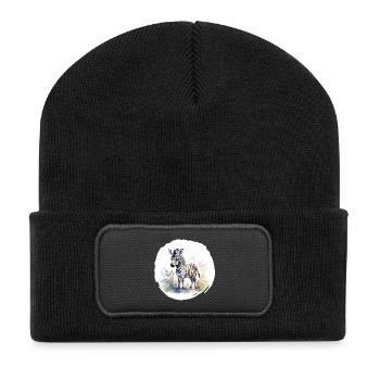 Aquarelle Zèbre - Beanie recyclé à patch - noir - Devant