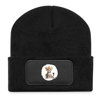 Aquarelle Guépard - Beanie recyclé à patch - noir - Devant