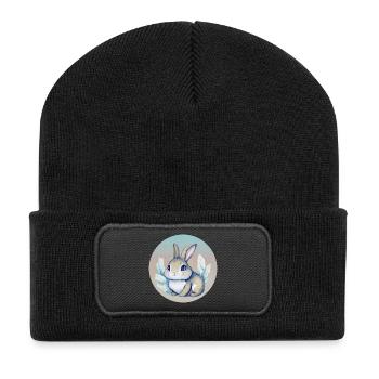 Watercolor Illustration Baby Bunny Cute Kids - Recycled Patch Beanie - black - Front
