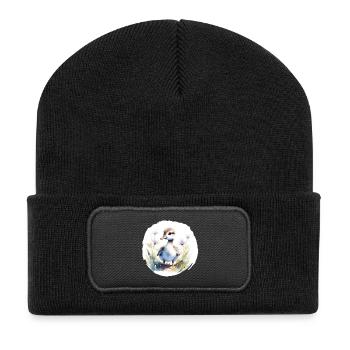Oies poussin aquarelle - Beanie recyclé à patch - noir - Devant