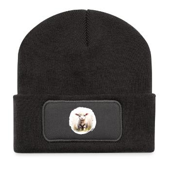 Lamb Watercolor - Recycled Patch Beanie - dark grey - Front