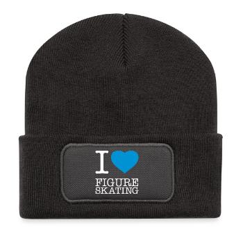I LOVE FIGURE SKATING Eiskunstlaufen - Recycelte Patch Beanie - Dunkelgrau - Vorne