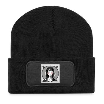 Fille Manga Rougissante - Beanie recyclé à patch - noir - Devant