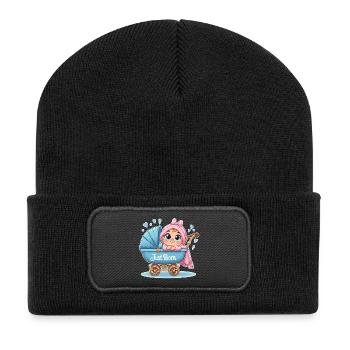 Gerade geboren - Recycelte Patch Beanie - Schwarz - Vorne