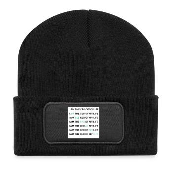I AM THE CEO OF MY LIFE - Recycelte Patch Beanie - Schwarz - Vorne