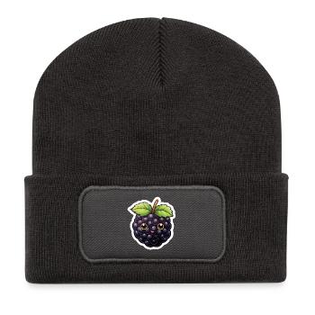 Illustration mignonne de mûres – style Kawaii - Beanie recyclé à patch - charbon - Devant