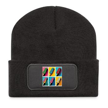 Glace sur le Style Popsicle Pop Art II - Beanie recyclé à patch - charbon - Devant