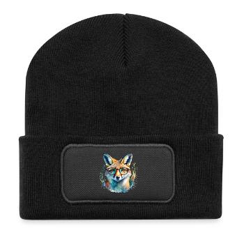 Fox with glasses - Recycled Patch Beanie - black - Front