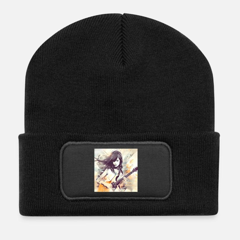 Mädchen, das Musik liebt 2 - Recycelte Patch Beanie - Schwarz