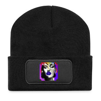 Collage photo Pop Art coloré - Beanie recyclé à patch - noir - Devant