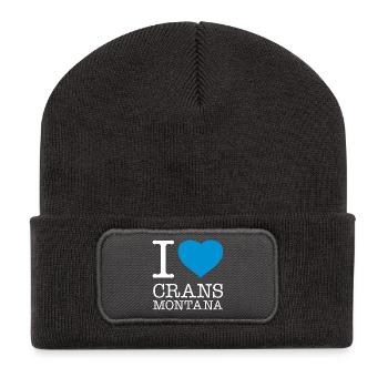 I LOVE CRANS-MONTANA - Recycelte Patch Beanie - Dunkelgrau - Vorne