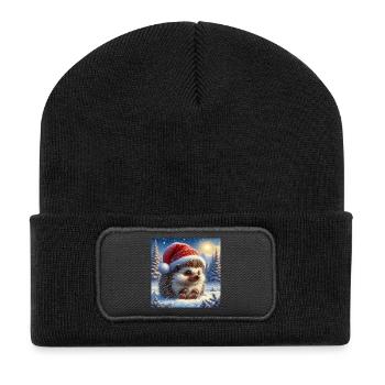 Hérisson de Noël - Beanie recyclé à patch - noir - Devant