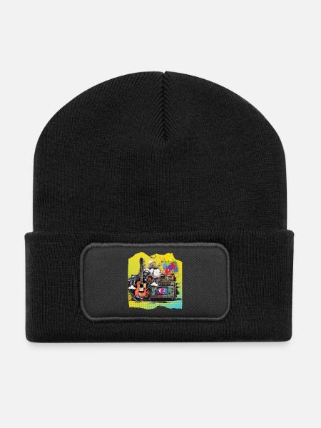 Pop Art Musique Pop - Beanie recyclé à patch - noir