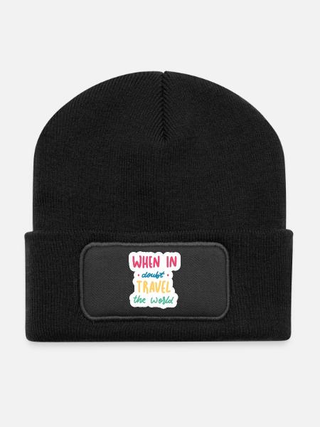 When in doubt travel the world - Recycled Patch Beanie - black