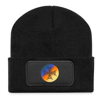 Roundel Tribal Cross T-Shirt mit buntem Farbverlauf - Recycelte Patch Beanie - Schwarz - Vorne