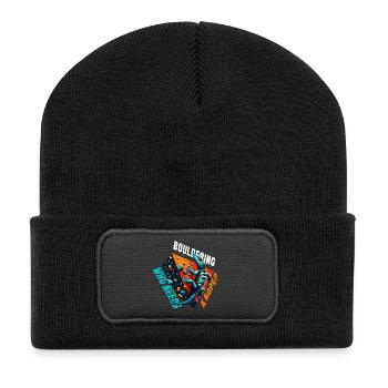 Bouldern Gecko Seil? Geschenk - Recycelte Patch Beanie - Schwarz - Vorne